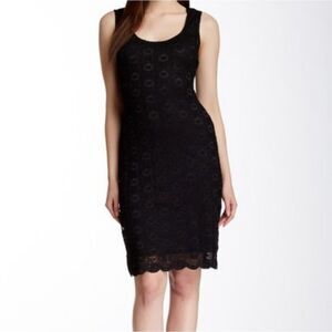 Black Stretchy Little Black Dress Lace Bodycon Overlay Women's Small